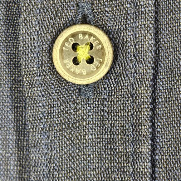 TED BAKER LONDON BUTTON-UP DRESS SHIRT – LONG SLEEVE – SIZE MEDIUM – DARK DENIM - Picture 12 of 16